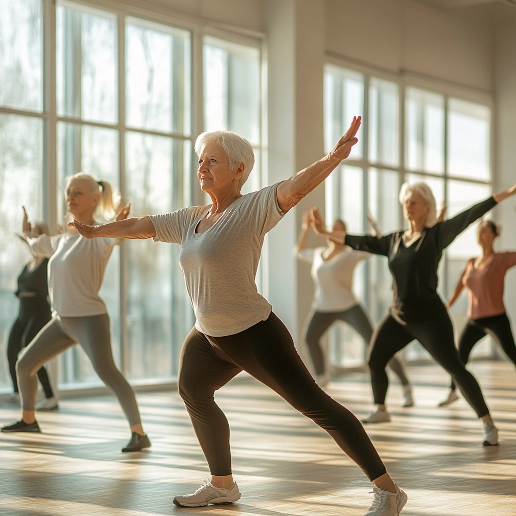 Активні учасники фітнес програми для людей старшого віку